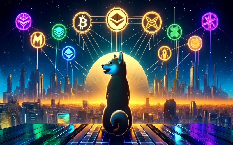 Infographic of SHIB's alternatives like BONK, FLOKI, WIF, and PEPE in the 2024 meme coin market.