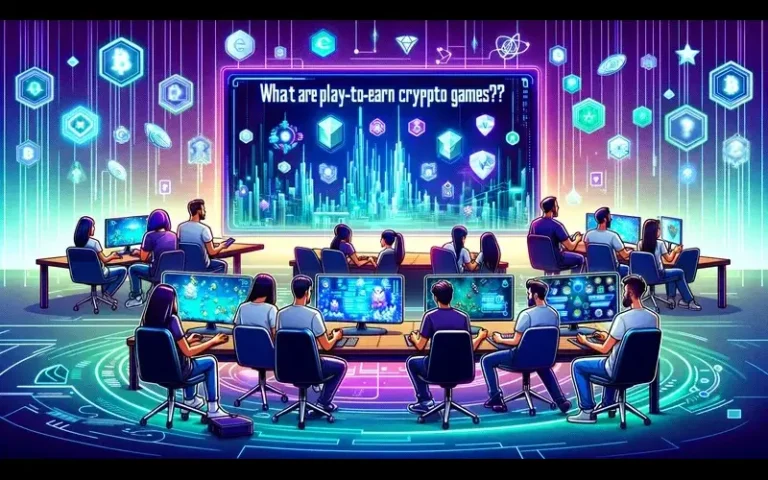 Player earning digital tokens in a play-to-earn crypto game