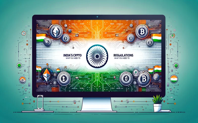 Infographic of India's cryptocurrency regulation timeline and key points.