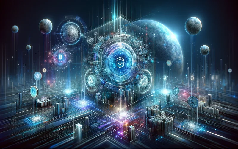 Image of a digital artwork symbolizing the SPL-404 Token Standard, which integrates NFTs with tokens, showing a unique blend of digital art and finance.