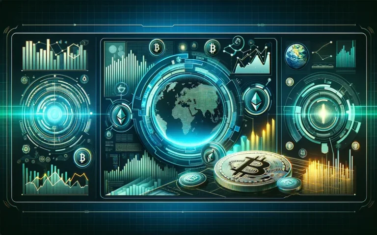 2024 cryptocurrency trends infographic with market stats and growth rates.