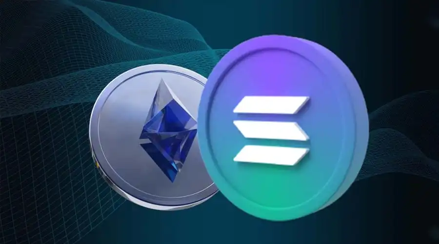 Solana (SOL) cryptocurrency chart showing a surge against Ethereum (ETH)