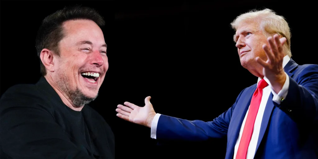 Donald Trump and Elon Musk during X Spaces chat