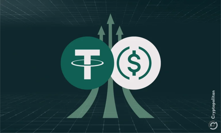 Stablecoin market growth chart reaching $168 billion.