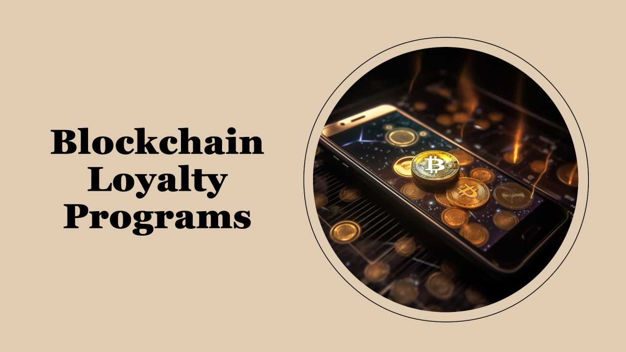 Representation of a blockchain-based loyalty program with tokens exchanged between different brands.