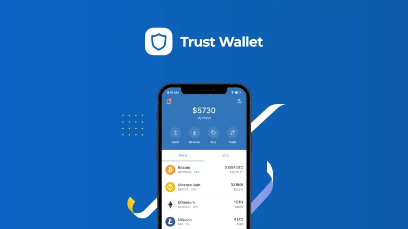 Trust Wallet App Interface showing cryptocurrency management features