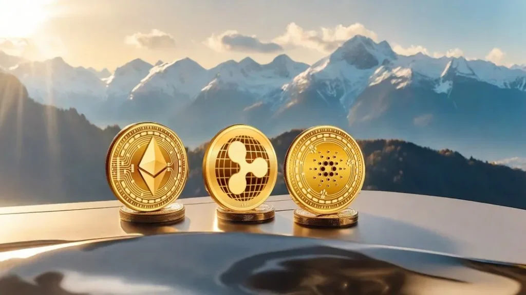 A visual representation of altcoin evaluation metrics, including market cap, trading volume, and technology.