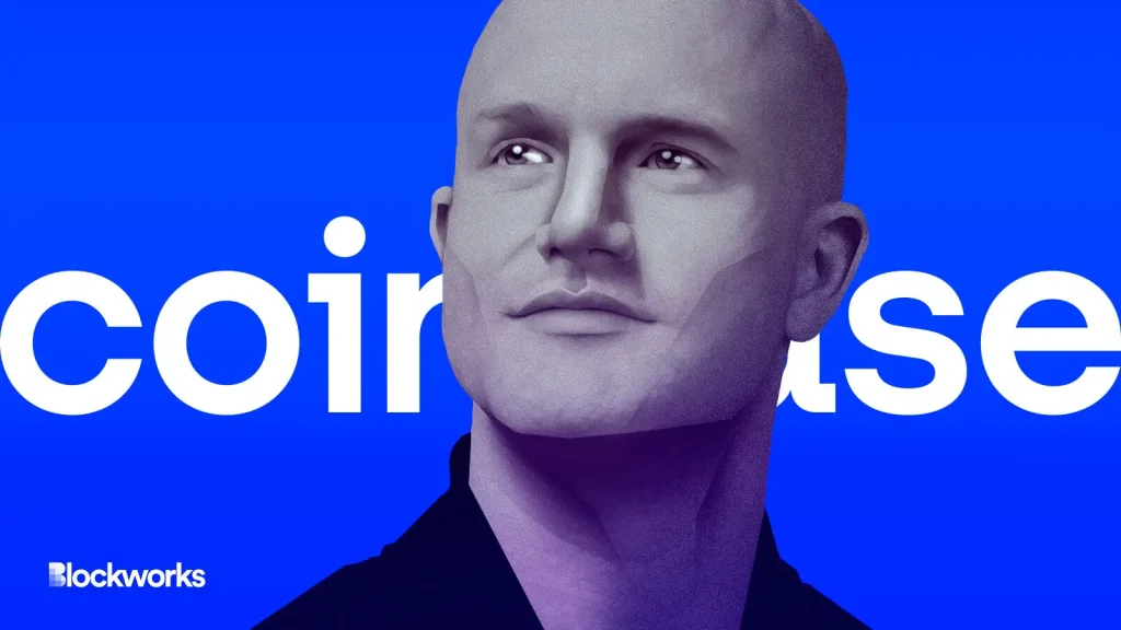 Coinbase logo with stock chart showing decline