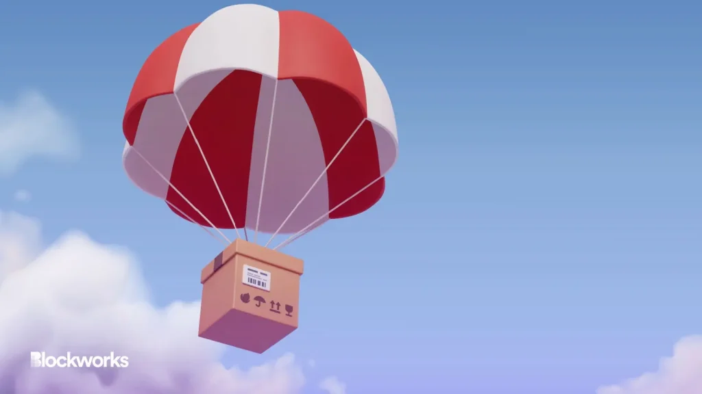 Three crypto airdrop icons representing Miden, Camp, and Mezo over a calendar marked May 2025