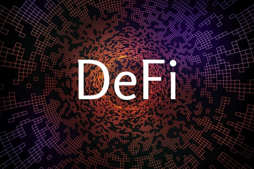 Digital tokens linked to real estate, bonds, and commodities floating over a blockchain network, symbolizing tokenized real-world assets in DeFi.